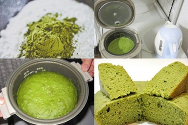 cách làm bánh bông lan trà xanh bằng nồi cơm điện