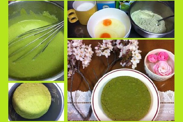 cách làm bánh bông lan trà xanh với nồi cơm điện