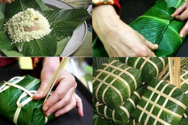 Cách bước gói bánh chưng đẹp và vuông vắn.