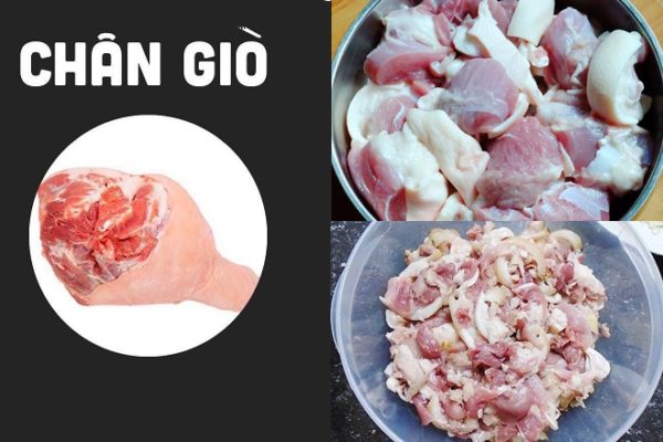 Cắt thịt chân giò thành khối vuông rồi ướp gia vị