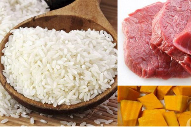 nguyên liệu nấu cháo bí đỏ thịt bằm