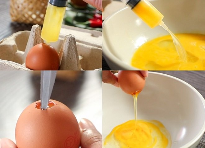 2 cách lấy trứng từ xi-lanh và dao nhọn