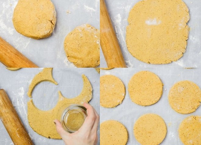 cách tạo hình miếng bánh tròn dẹp bằng miệng ly làm đồ ăn vặt