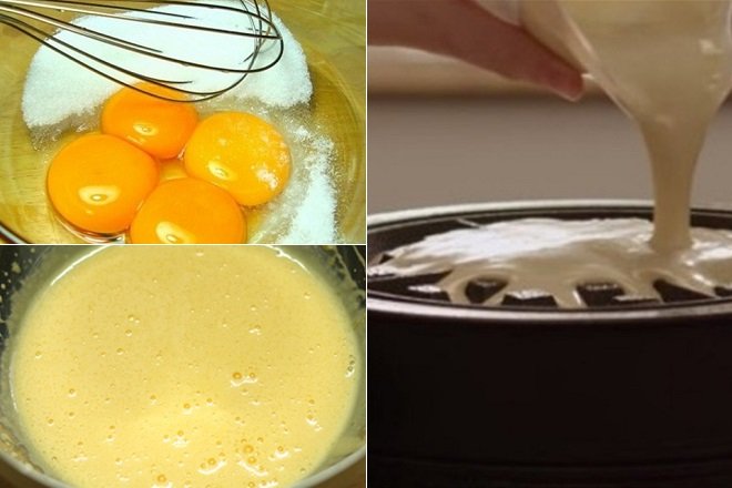 đánh trứng với bột làm bánh kẹp tàn ong kiểu việt nam