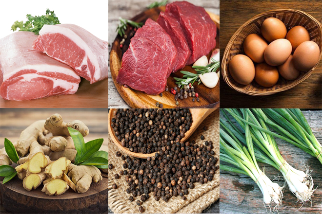 Nguyên liệu cần chuẩn bị cho món giò lụa không cần bột.