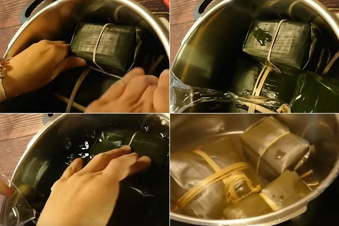 Luộc mấy bánh chưng bằng nồi cơm điện chỉ mất 1 tiếng là chín đều và ngon.