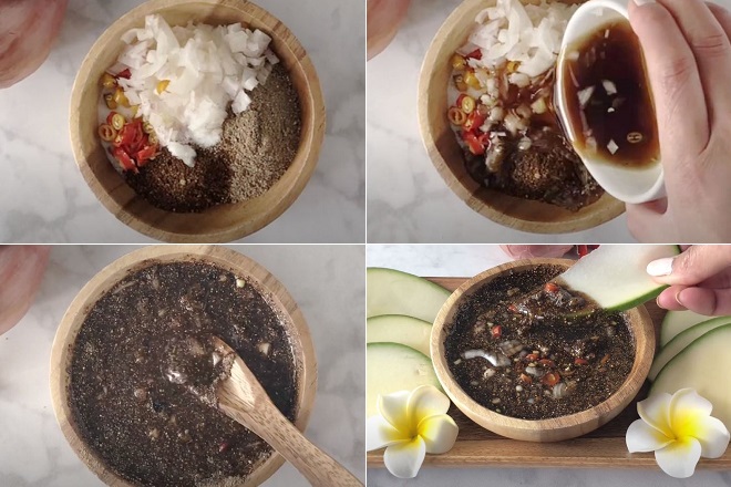 cách làm nước mắm bột gạo rang chấm ăn xoài xanh kiểu thái
