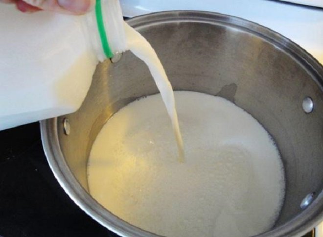 Nấu sữa tươi nước cốt dừa