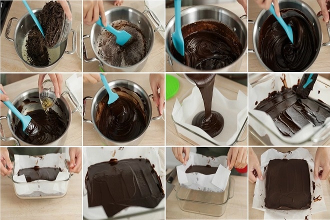 Các bước trộn socola với kem