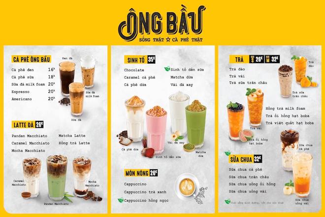 Menu Quán Cà Phê Ông Bầu Tphcm