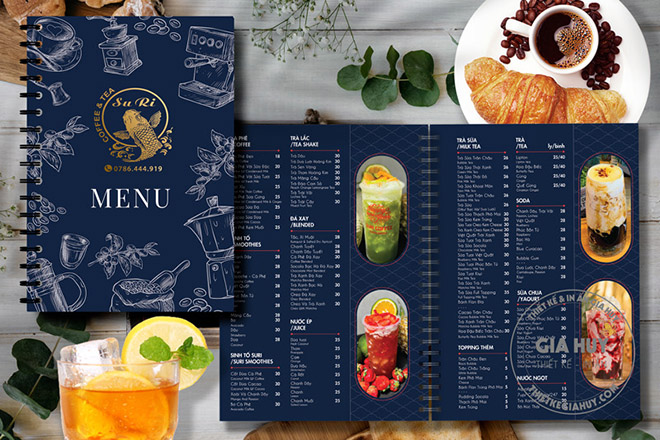 Menu của quán trà sữa